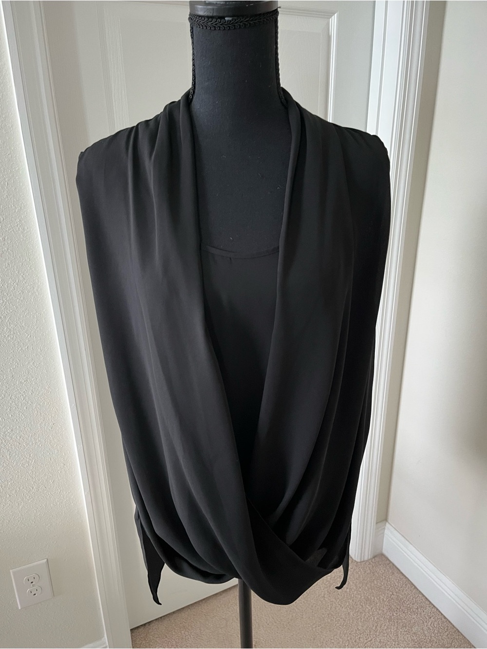 Vince Camuto Black Sleeveless Draped Top